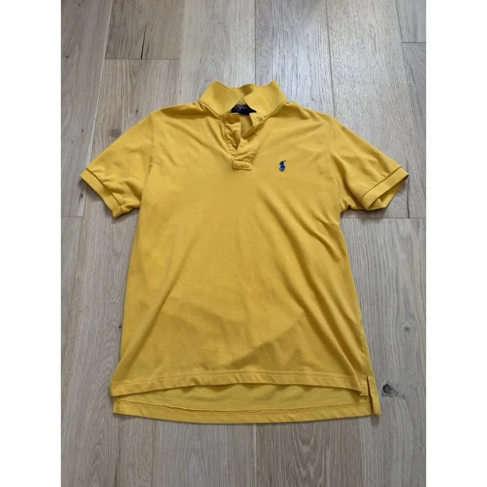 Polo Ralph Lauren Men’s Small Yellow Short Sleeve Cotton Polo Shirt Blue Pony